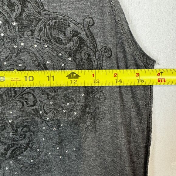 Michelle Sparkly Embellished U-Neck Tank Top Grey Casual Wear Size Small y2k - Picture 8 of 16